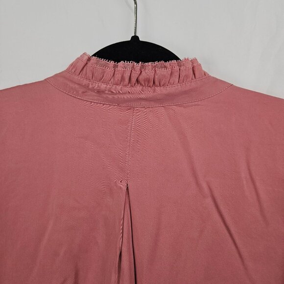 Chicos Womens Top Modal Long Sleeve Ruffle Blouse Size 2 Rose Pink Long Sleeve - Picture 10 of 13
